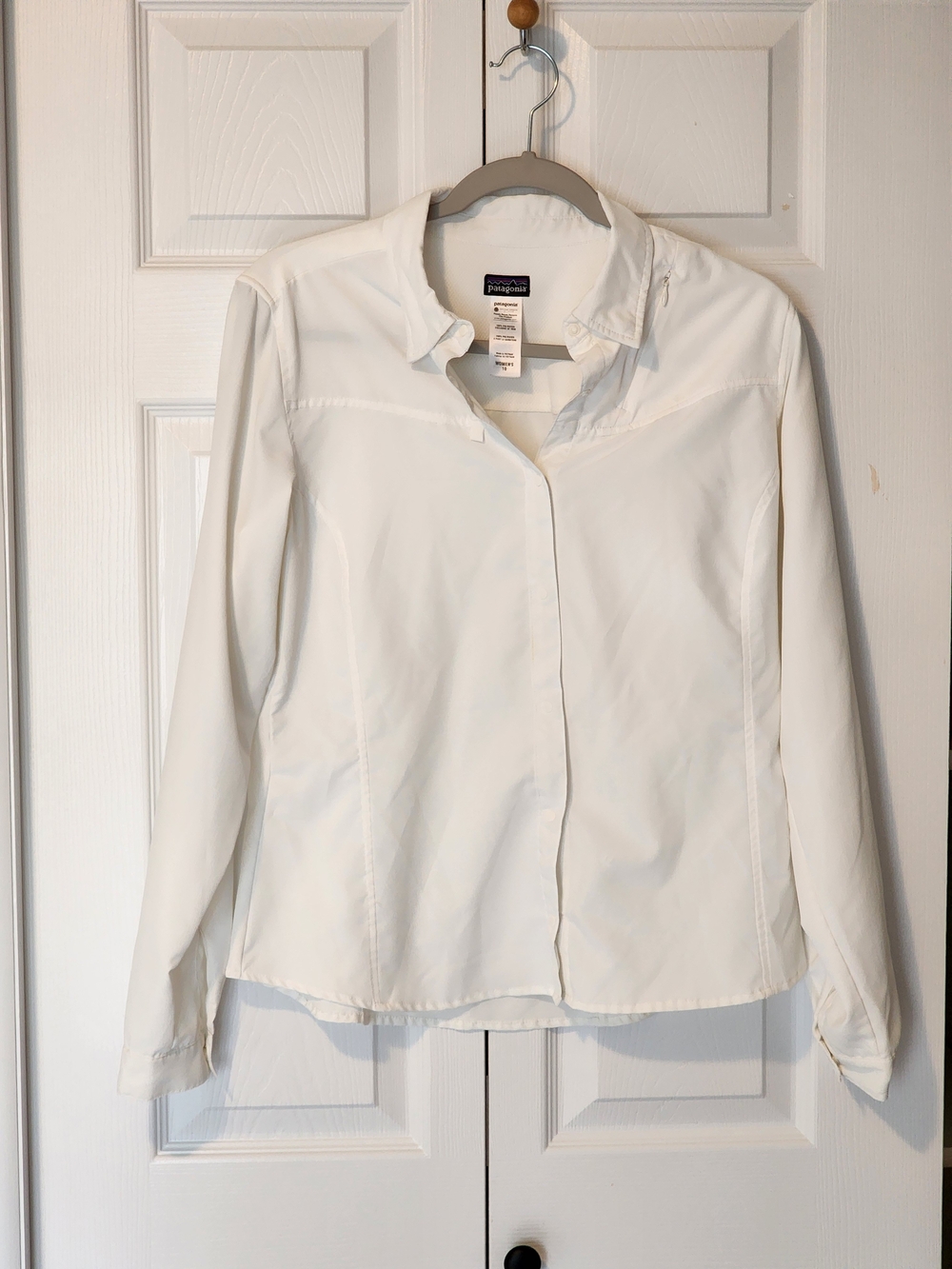 Patagonia Lightweight White Button-Up Shirt Jacket with Snaps Size 10 - Picture 4 of 9